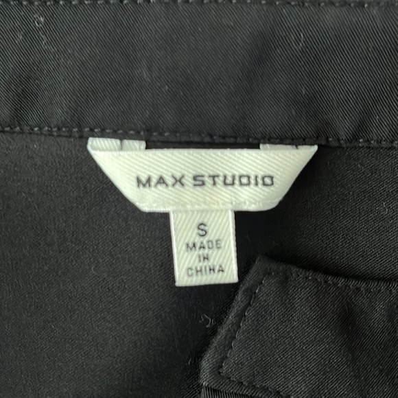 EUC Max Studio Flowy Black Shirt Dress with Tab Long Sleeves S - Picture 8 of 11